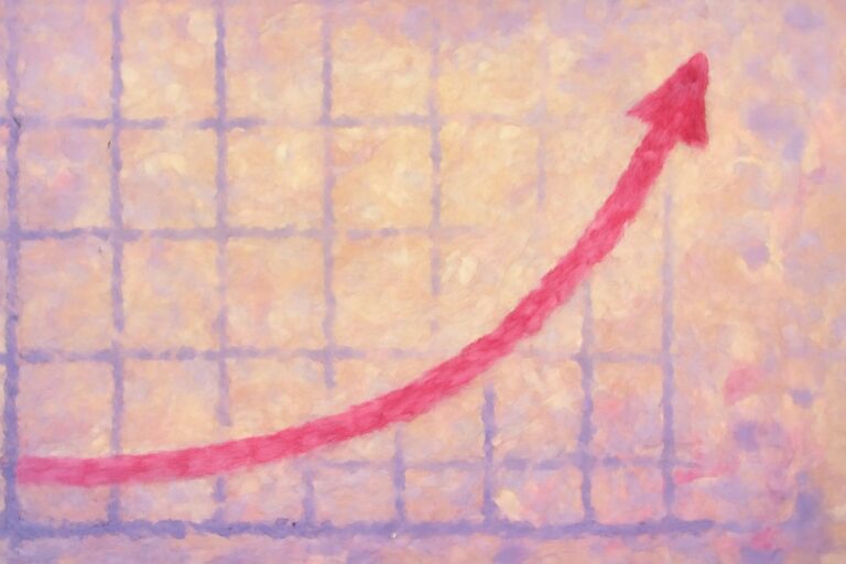 Editorial illustration in impressionist-brush style depicting an impressionist Bundle-size versus tail-latency curve with a hot-pink knee point
